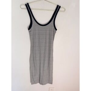 Zara Striped Tank Dress Navy White Ribbed Knit Sleeveless Size Small